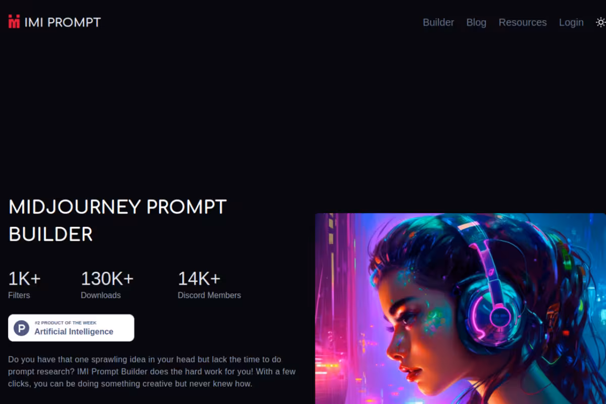 IMI Prompt homepage screenshot