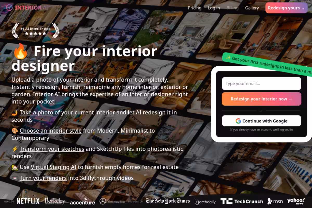 Interior AI homepage screenshot