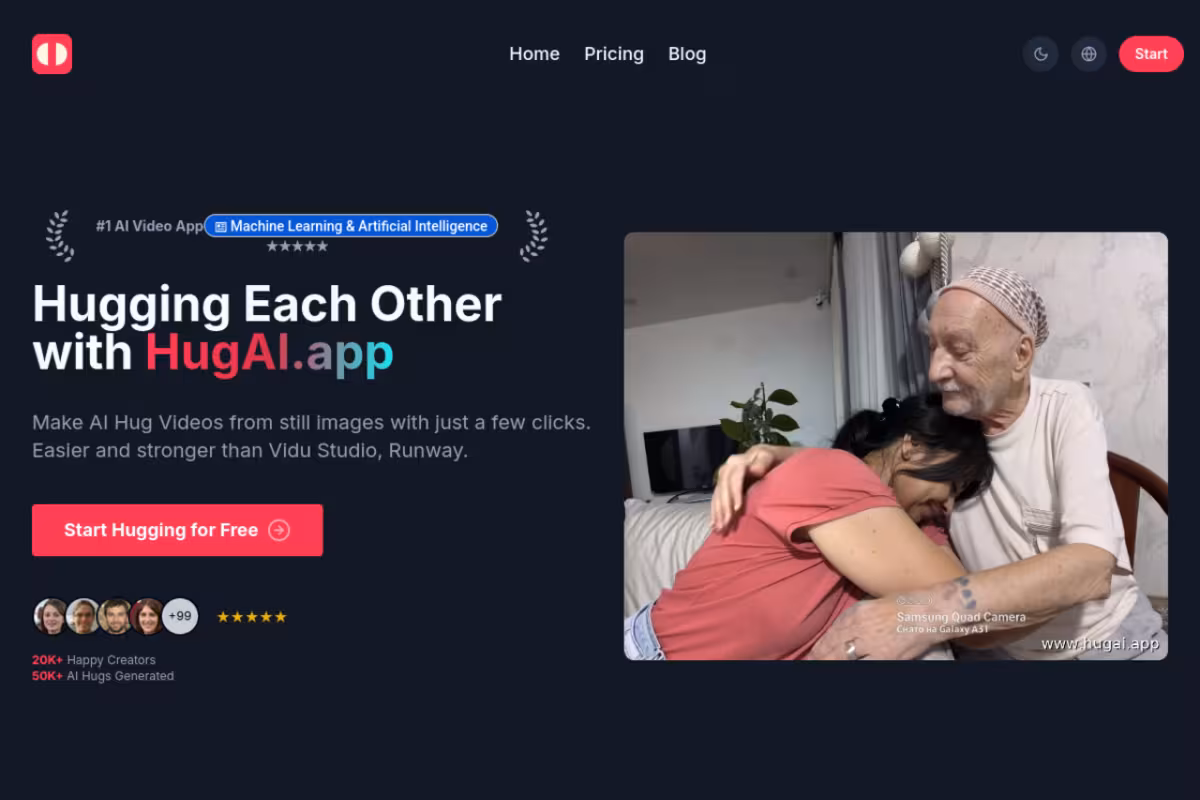 Hug AI homepage screenshot