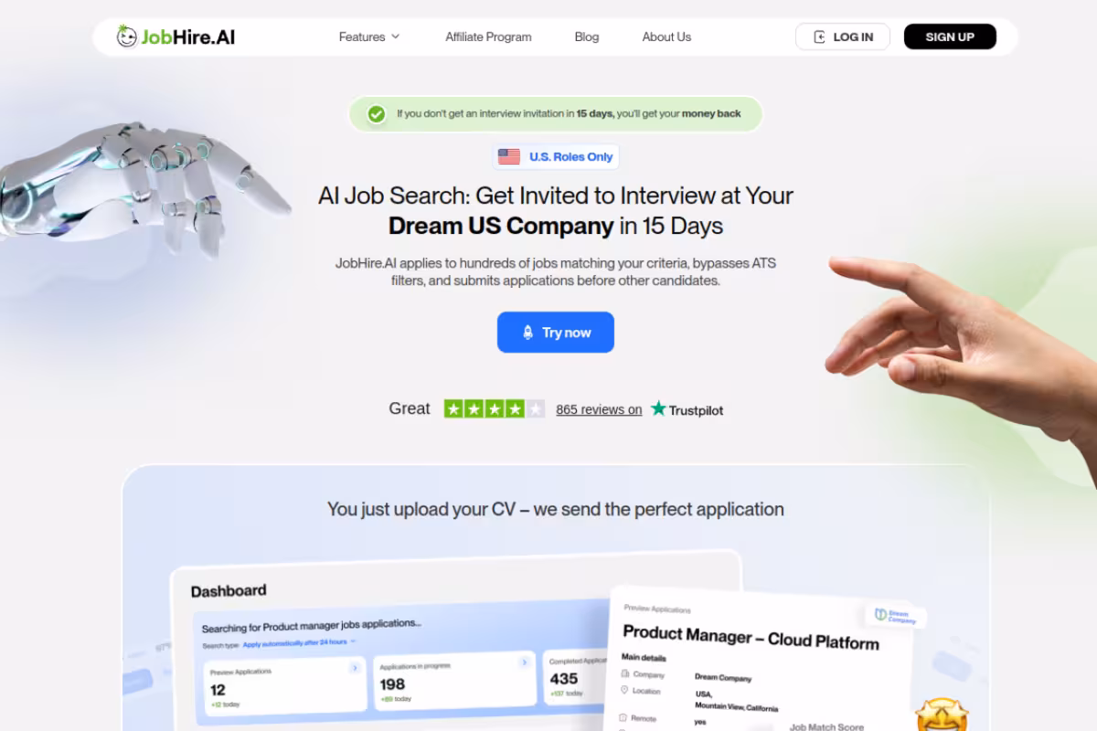 JobHire.AI homepage screenshot