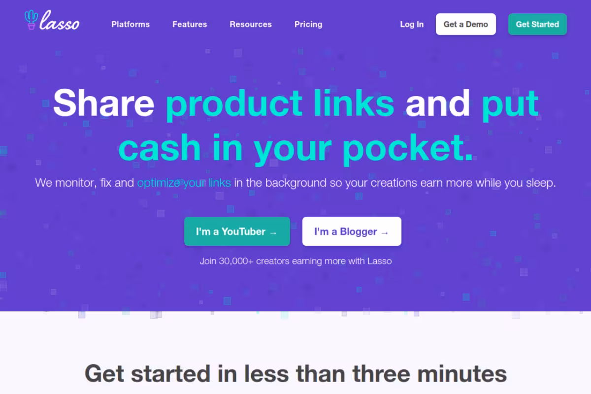 Lasso homepage screenshot