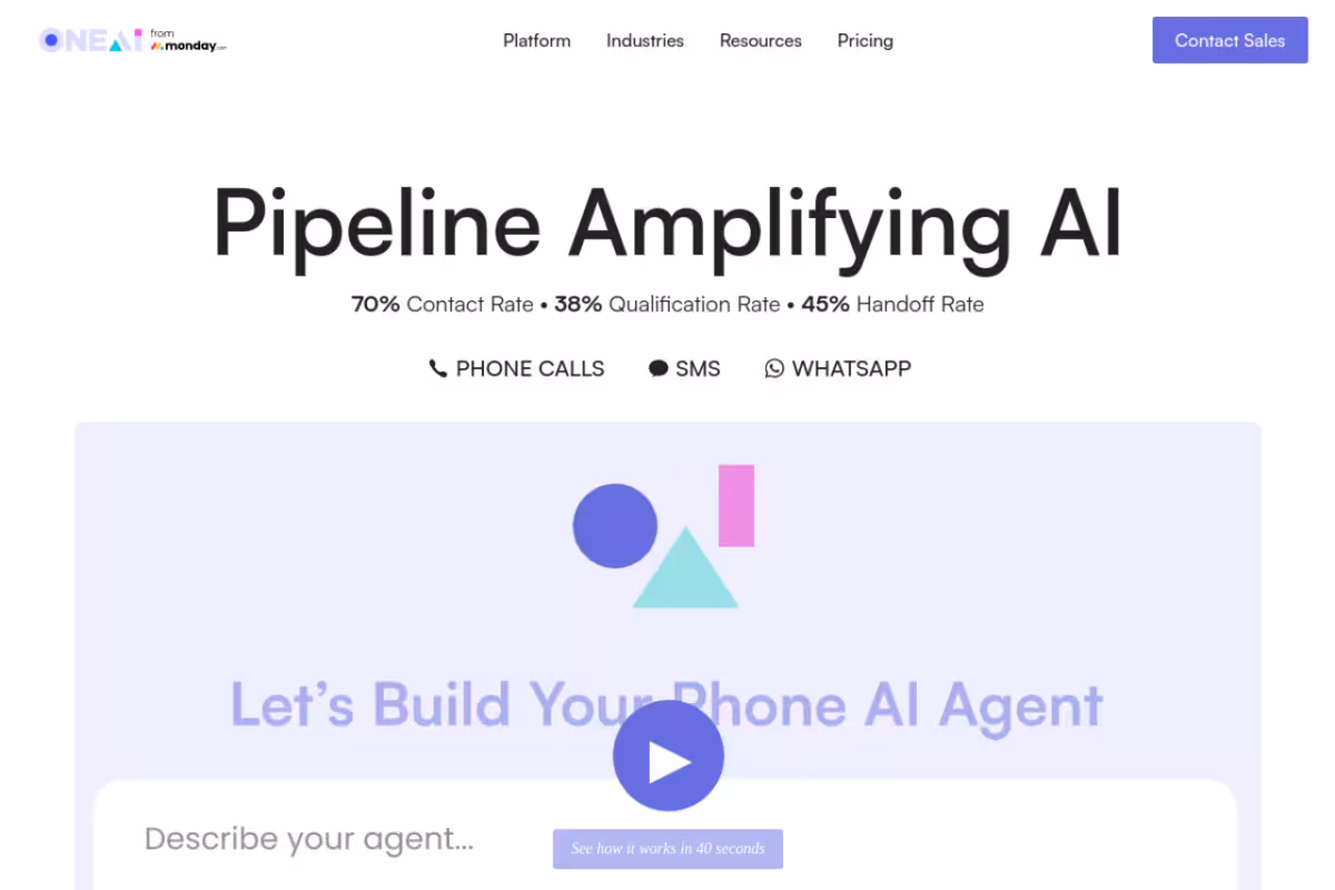 OneAI homepage screenshot