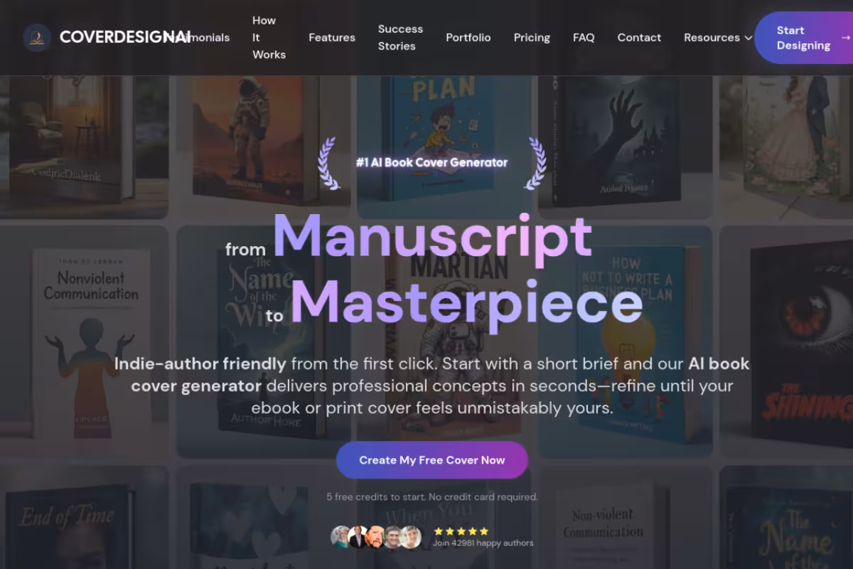 CoverDesign AI homepage screenshot