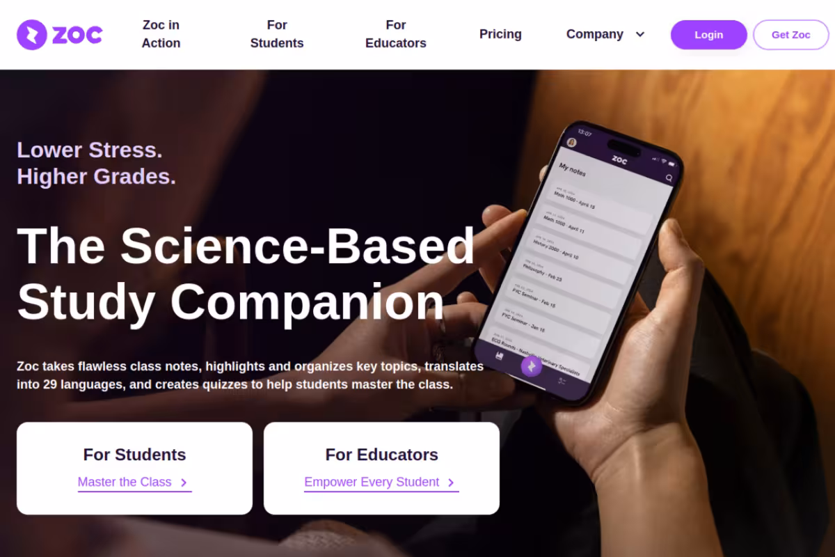 Zoc.ai homepage screenshot
