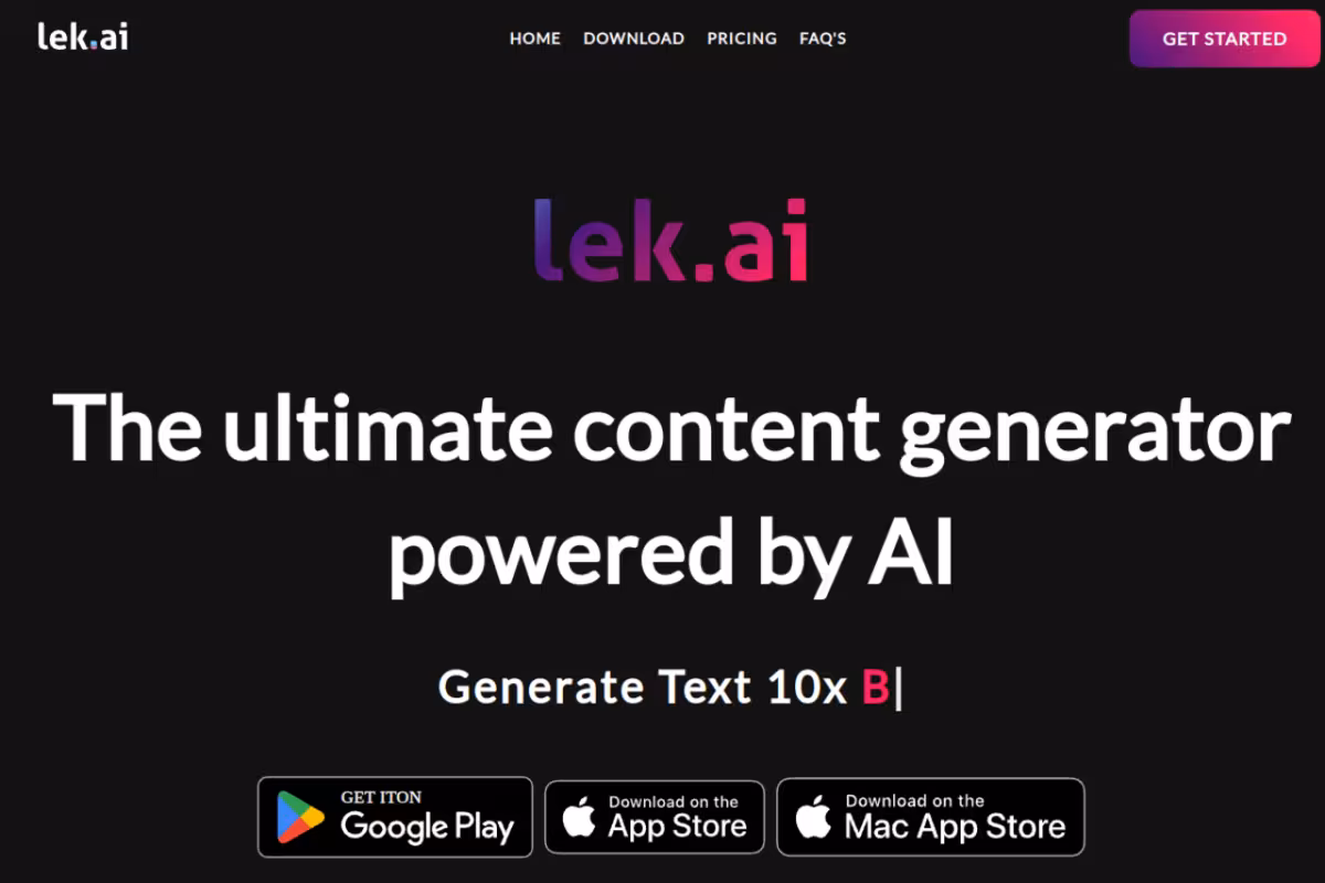 Lek homepage screenshot