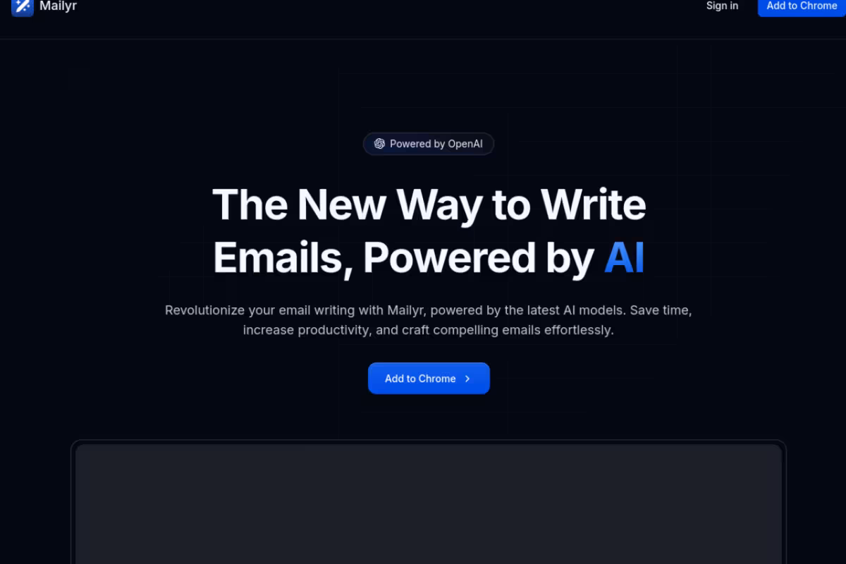 Mailyr homepage screenshot