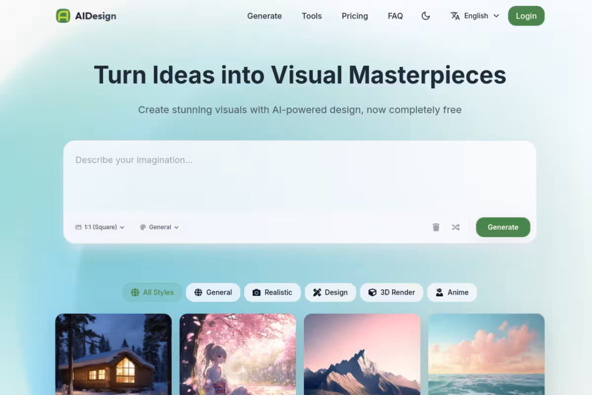 AIDesign homepage screenshot