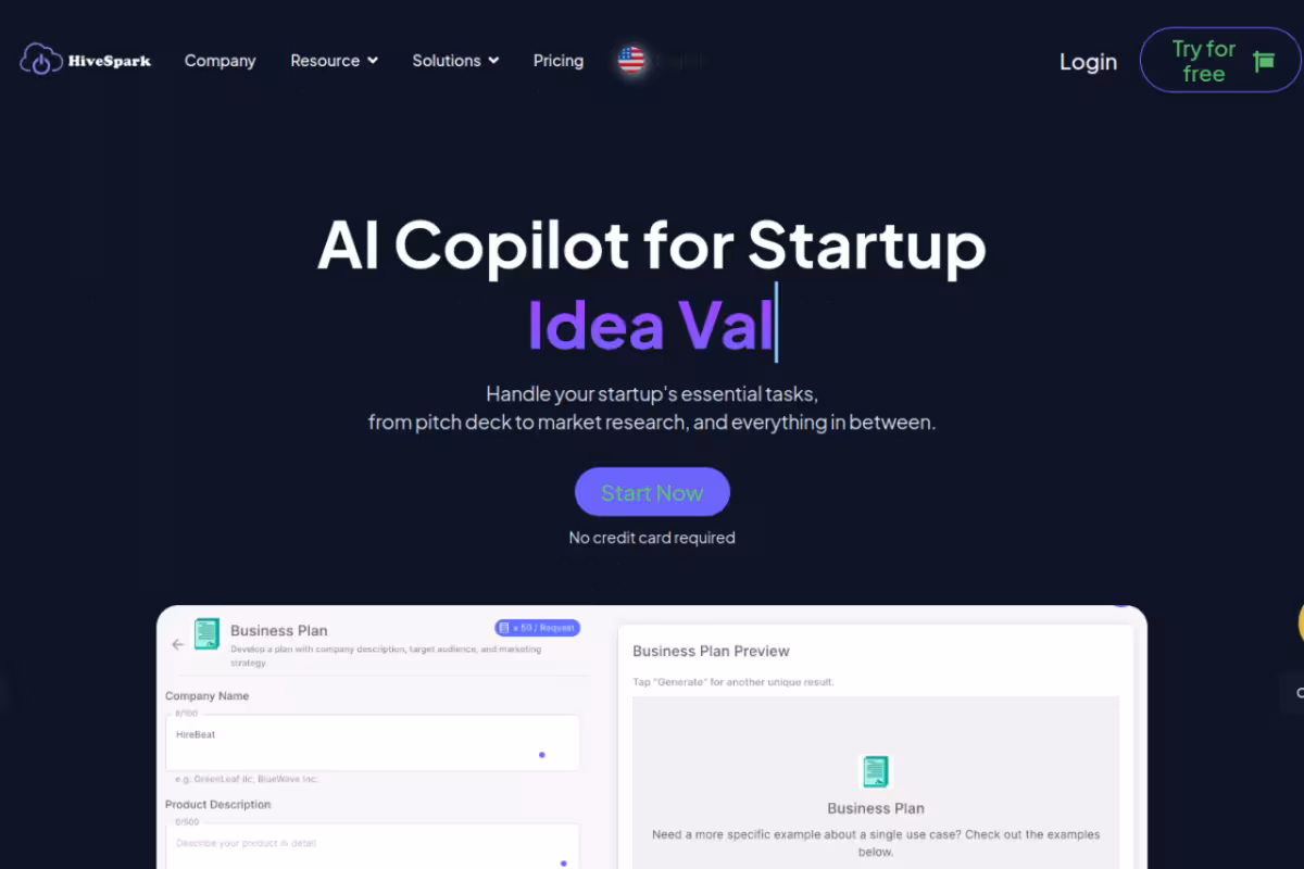 HiveSpark AI homepage screenshot