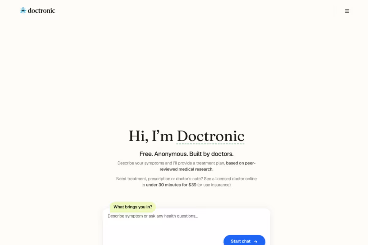 Doctronic homepage screenshot