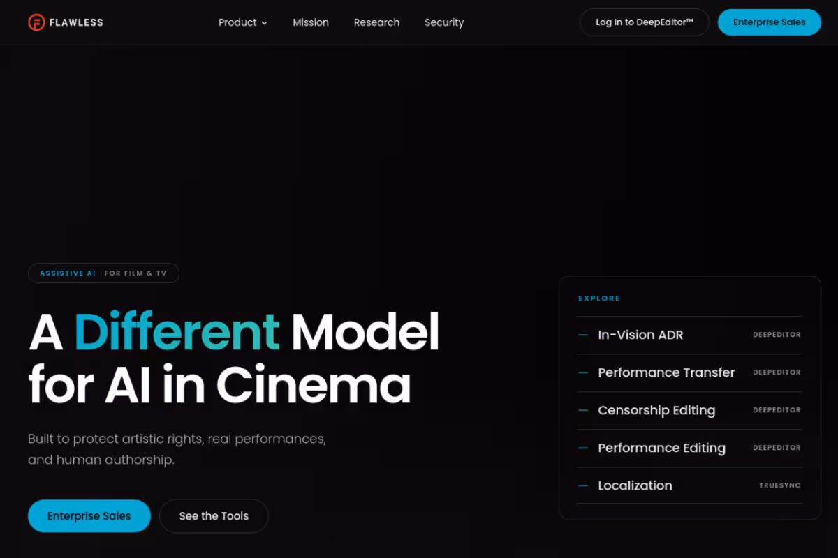 Flawless homepage screenshot