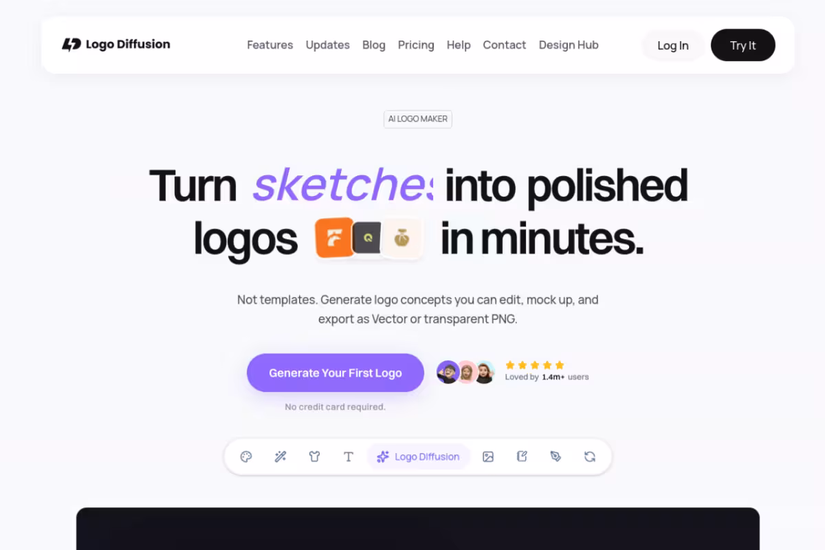AI Logo Generator homepage screenshot