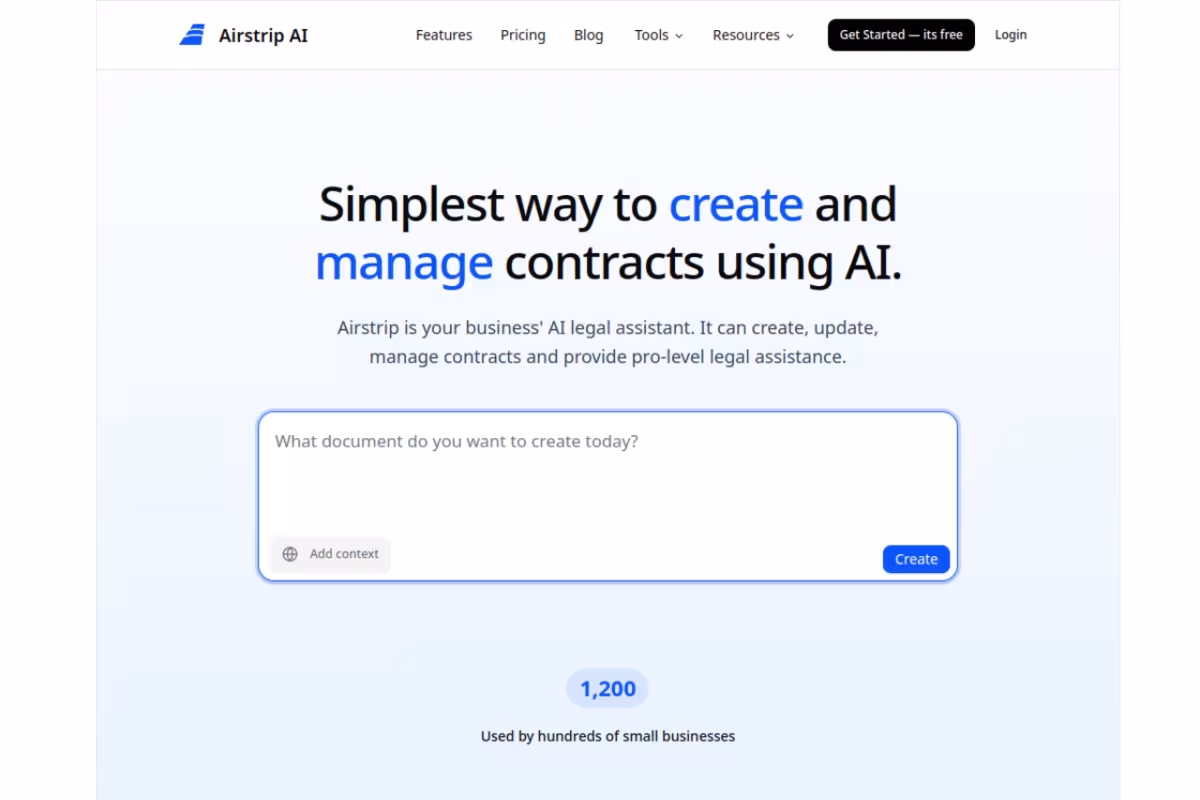 Airstrip AI homepage screenshot