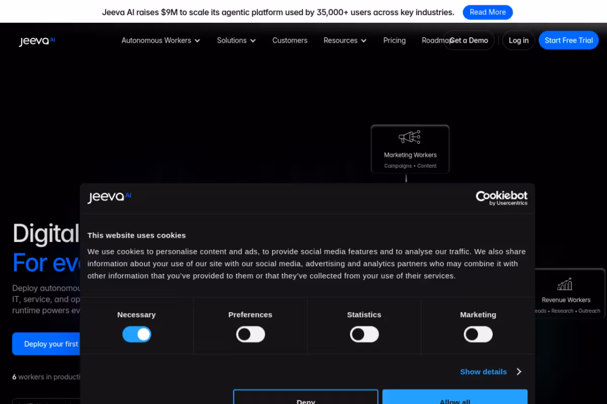 Jeeva AI homepage screenshot