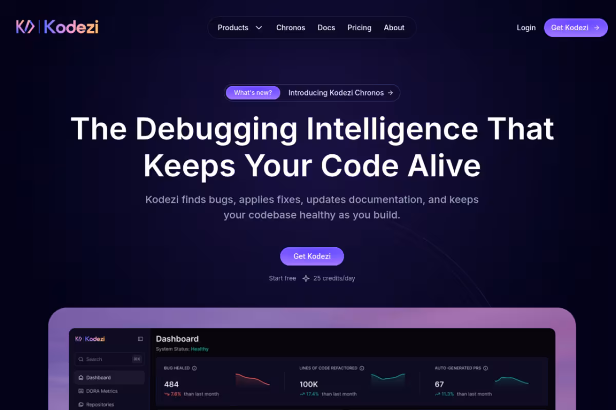 Kodezi homepage screenshot