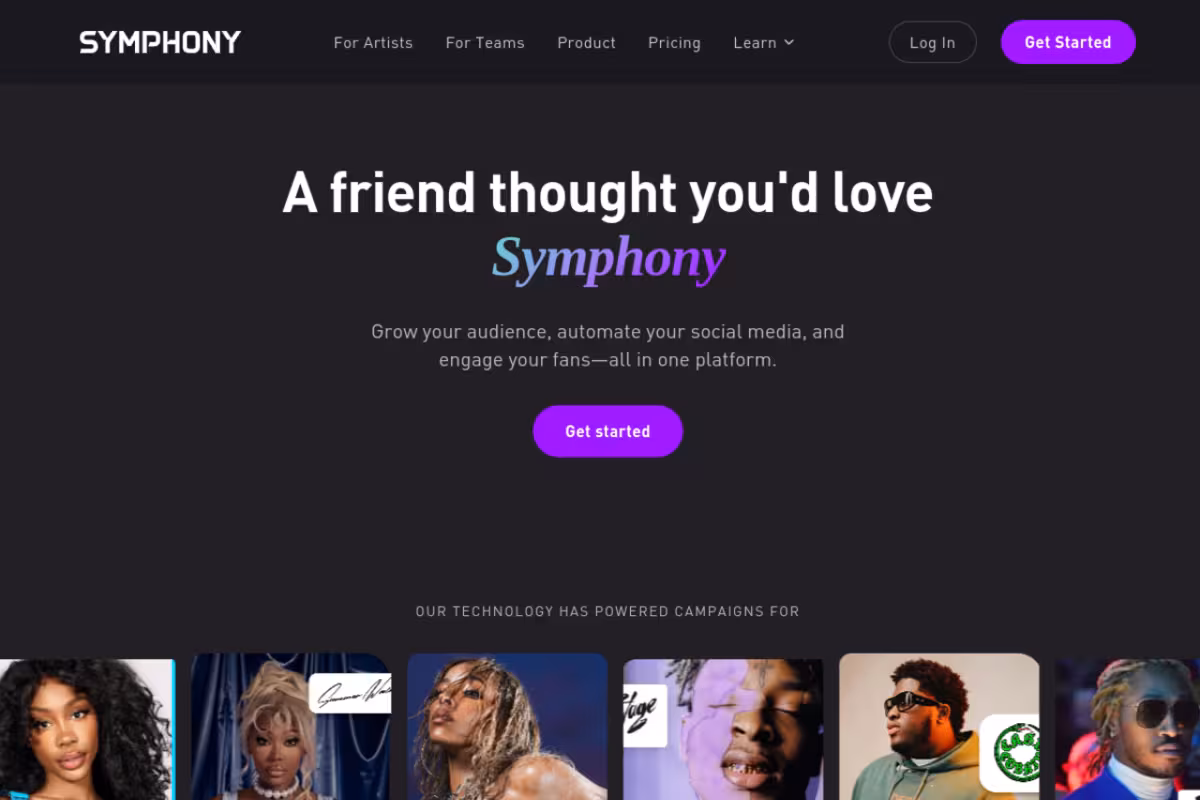 Symphony OS homepage screenshot