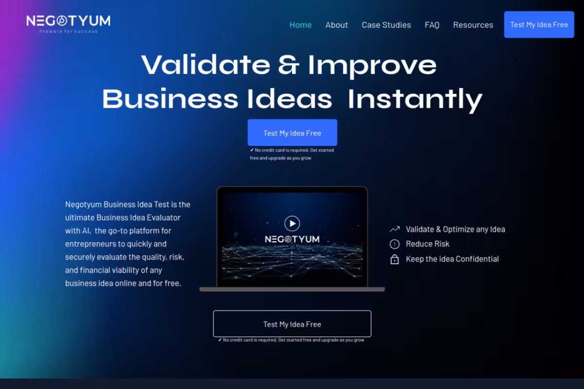 Negotyum homepage screenshot