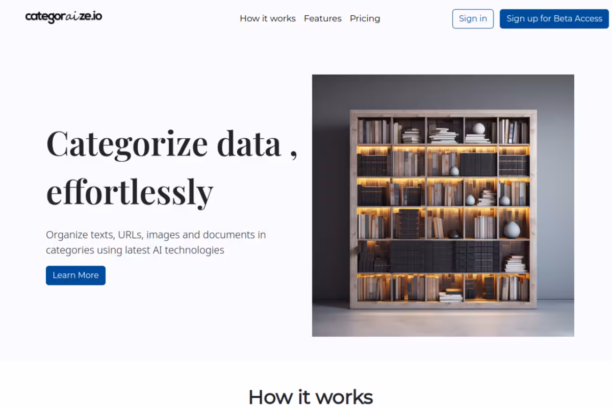 categorAIze.io homepage screenshot