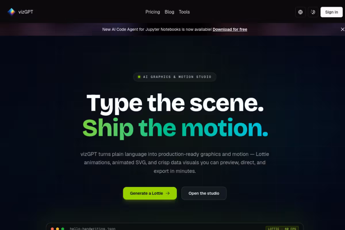 vizGPT homepage screenshot