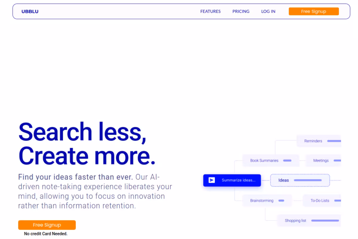 Ubblu homepage screenshot