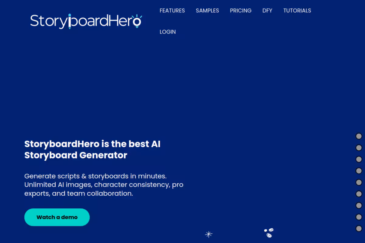 AI Storyboard Generator for Agencies & Filmmakers homepage screenshot