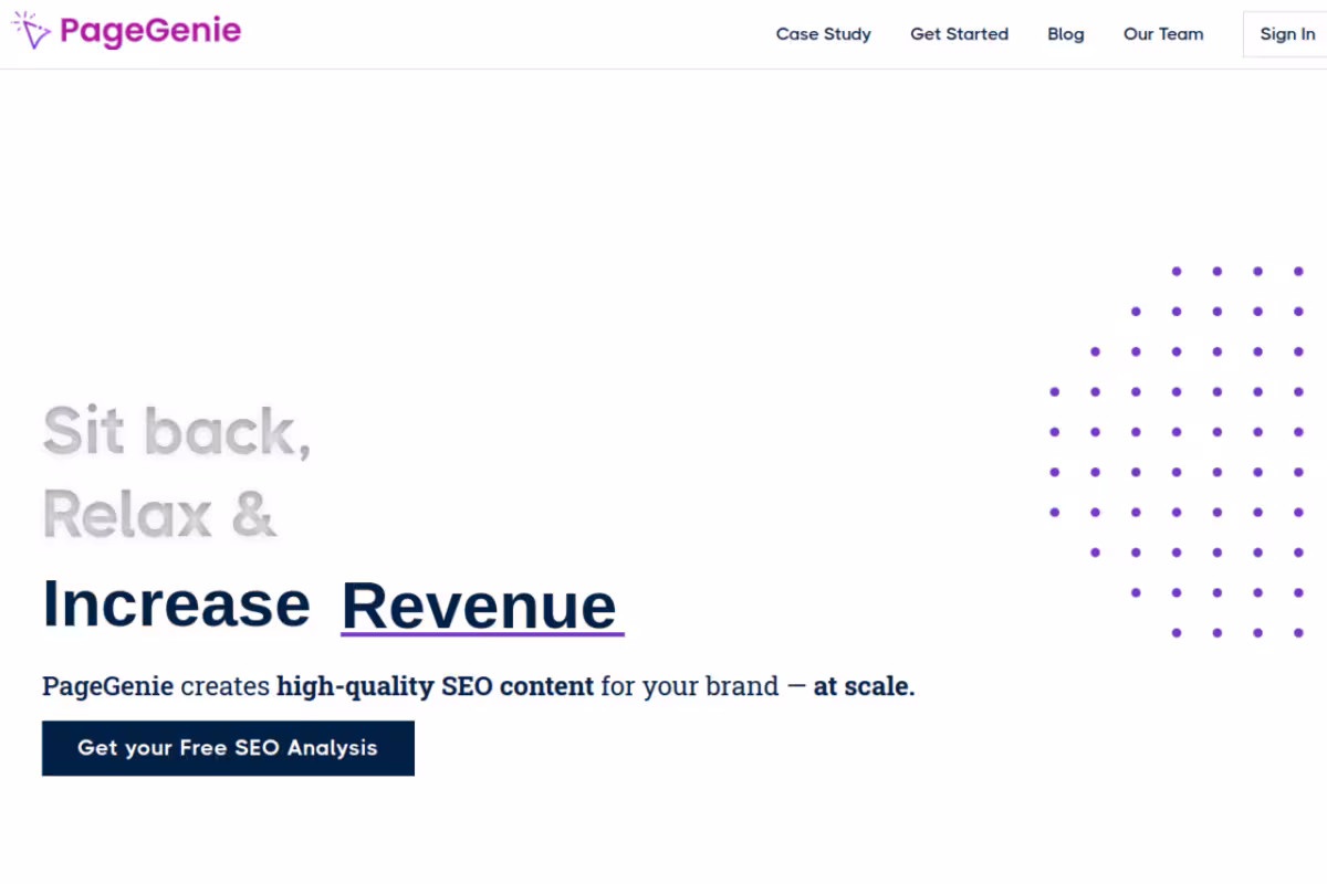 pagegenie.ai homepage screenshot