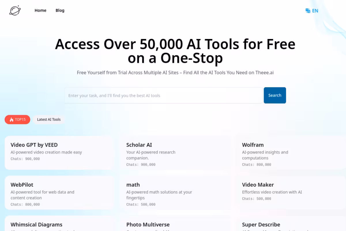Theee AI homepage screenshot