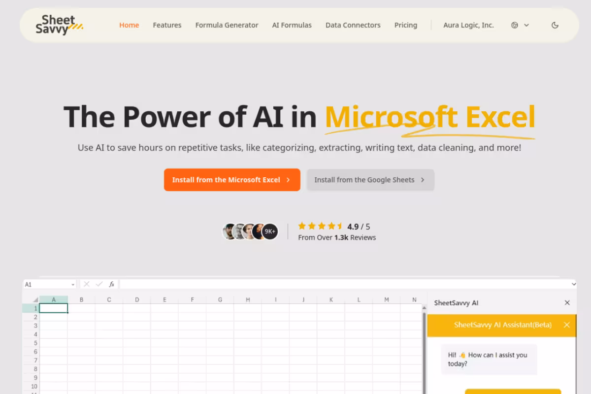 SheetSavvy AI homepage screenshot