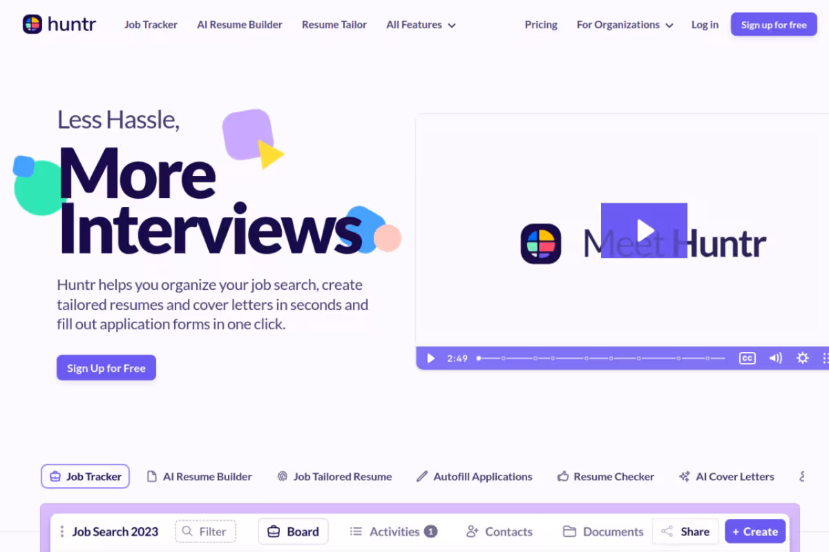 Huntr homepage screenshot