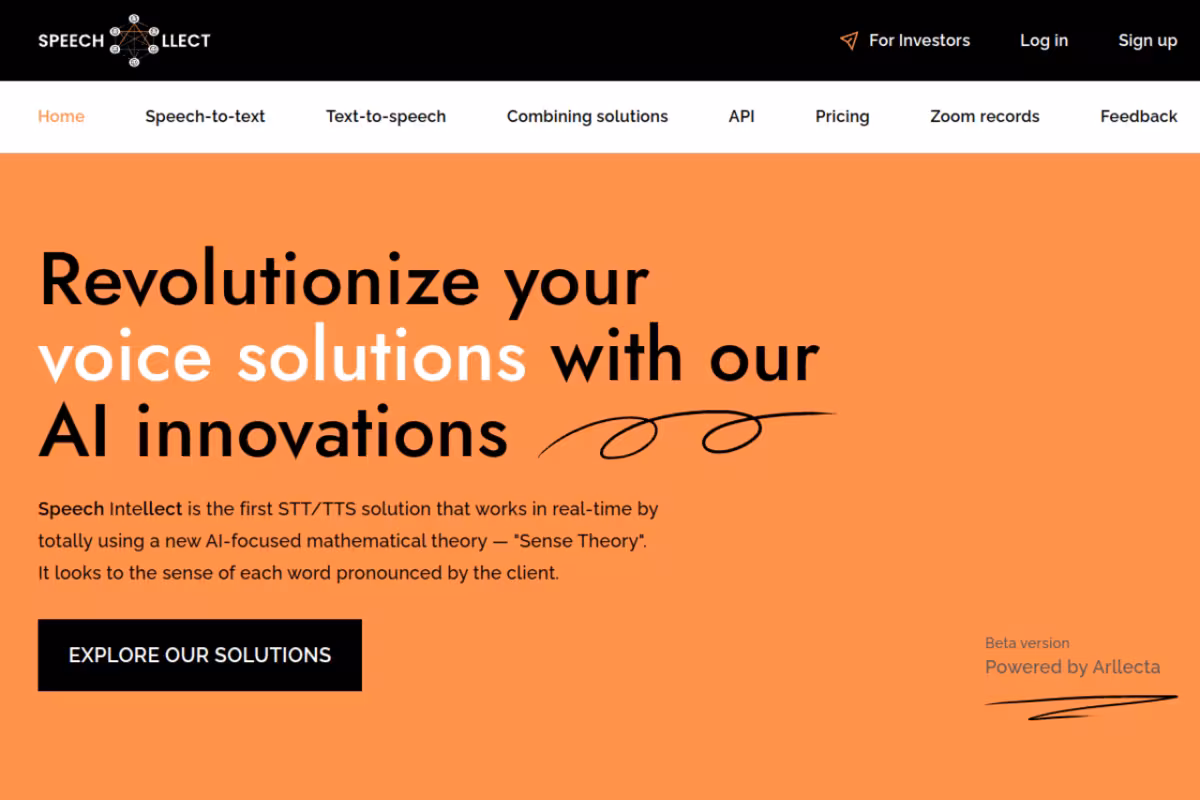 Speechllect homepage screenshot
