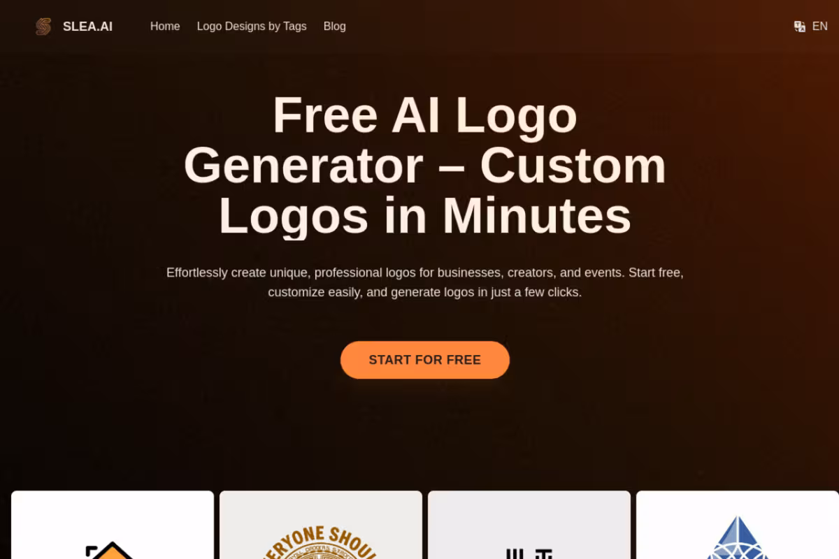 Create Professional Logos with Slea.ai Free AI Logo Generator homepage screenshot