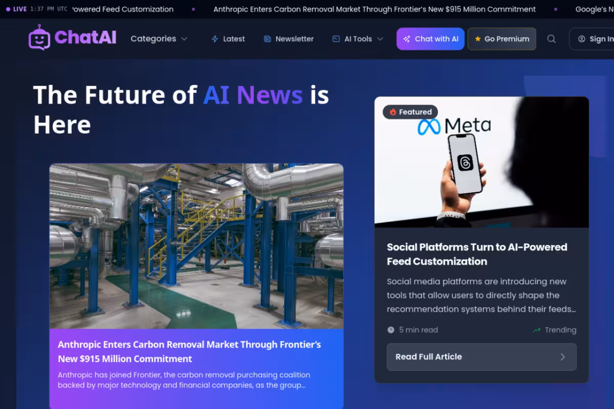 ChatAI homepage screenshot