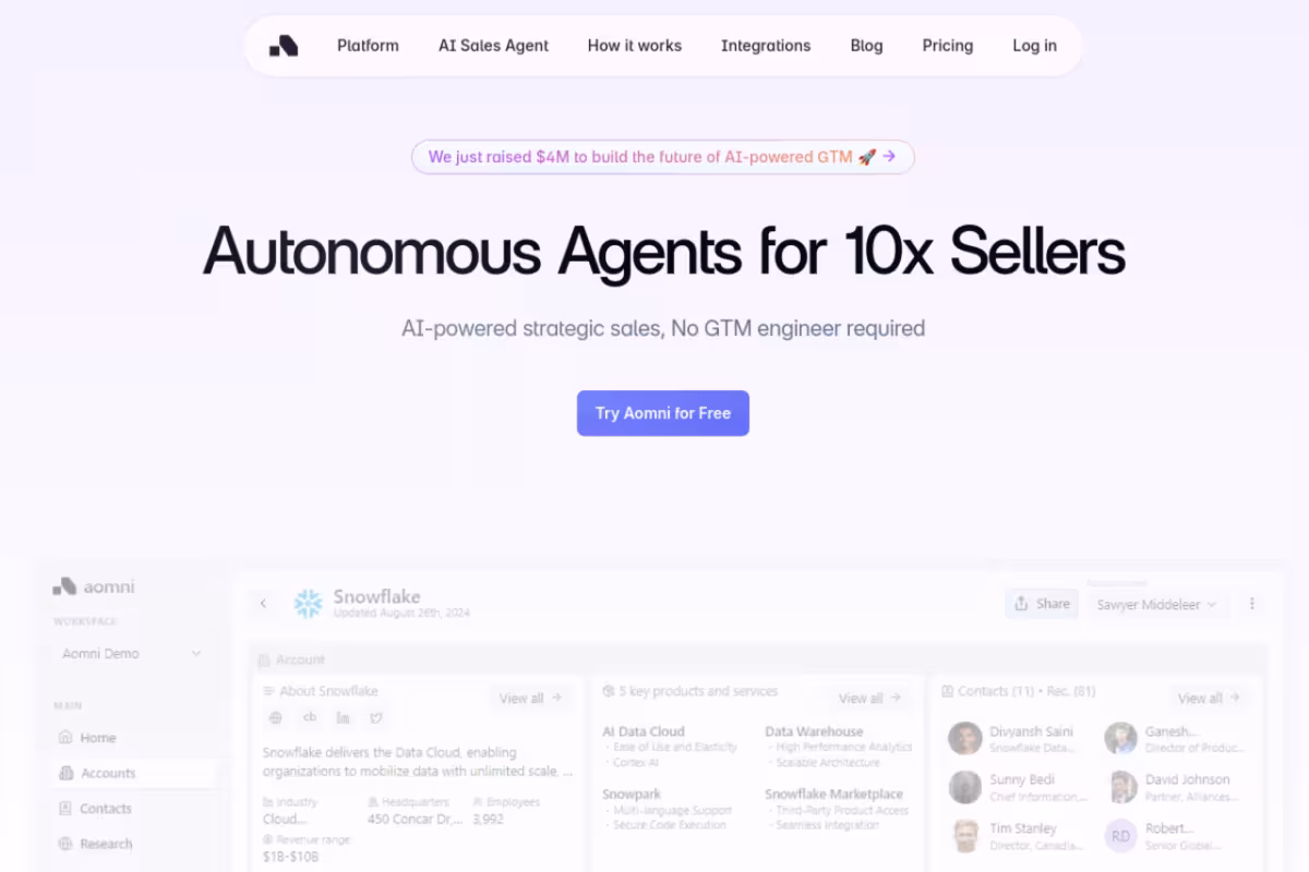 aomni homepage screenshot