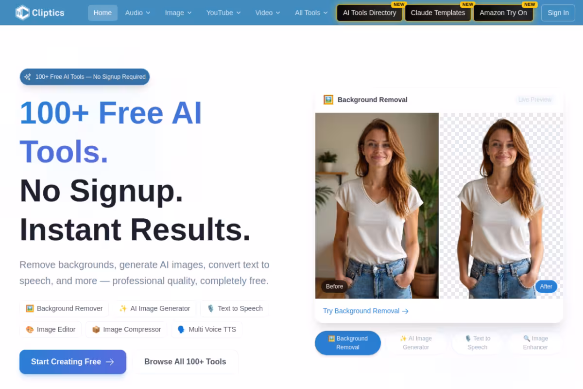 Cliptics homepage screenshot