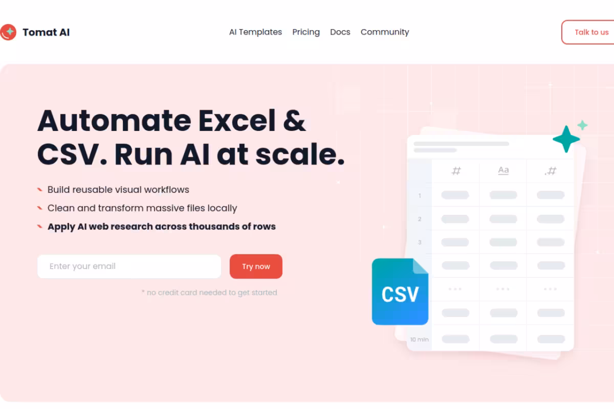 Tomat.AI homepage screenshot