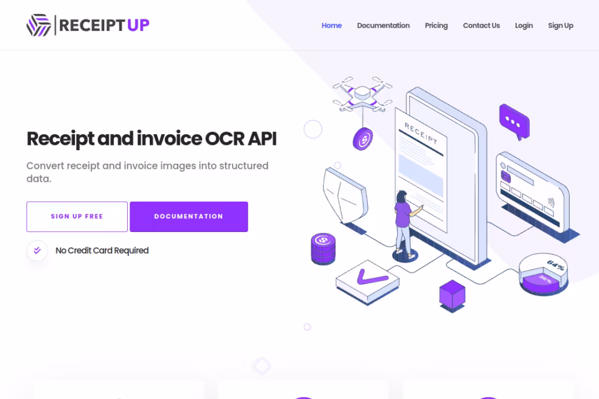 ReceiptUp homepage screenshot