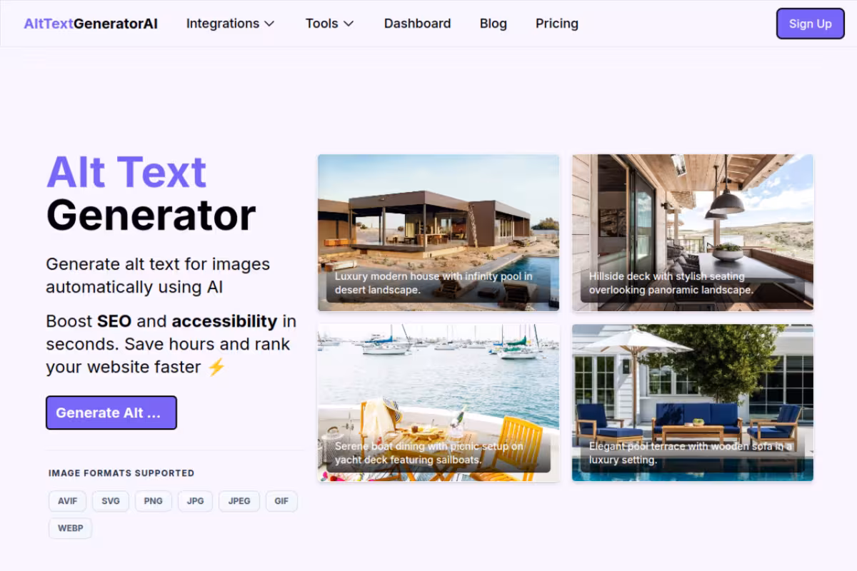 Alt Text Generator AI homepage screenshot