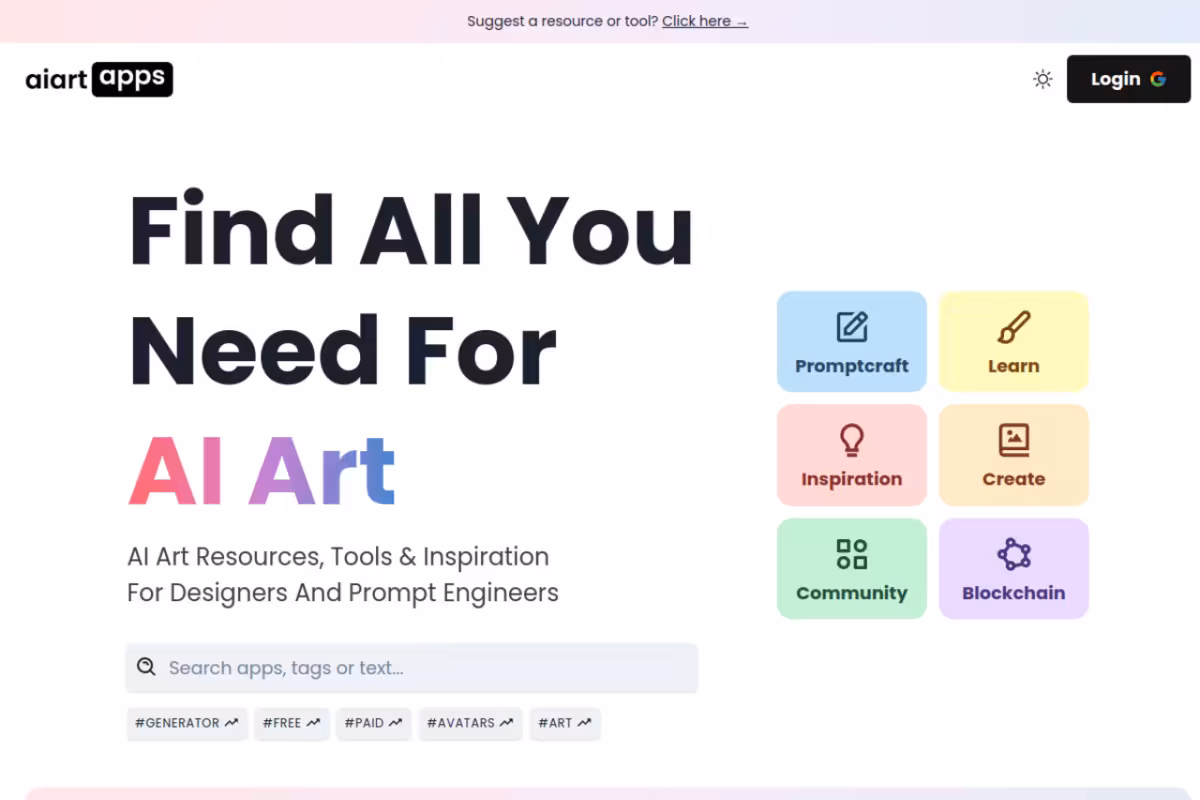 AI Art Database homepage screenshot