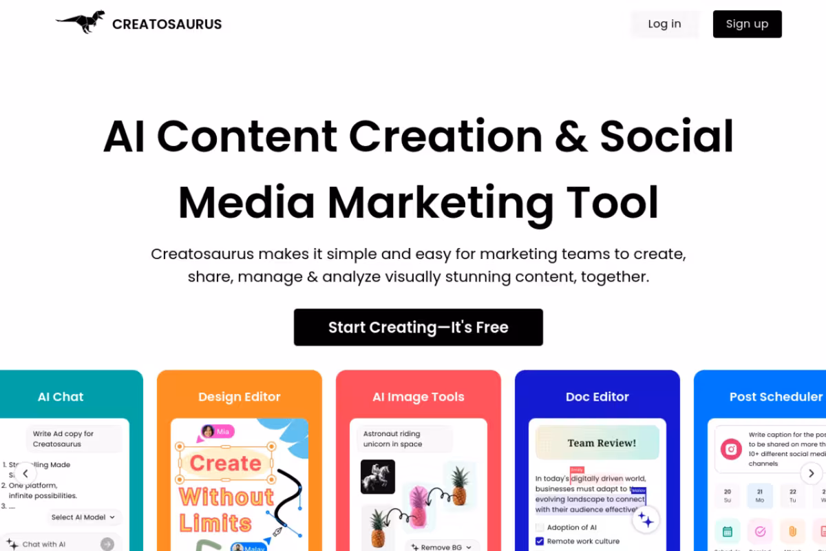 Creatosaurus homepage screenshot