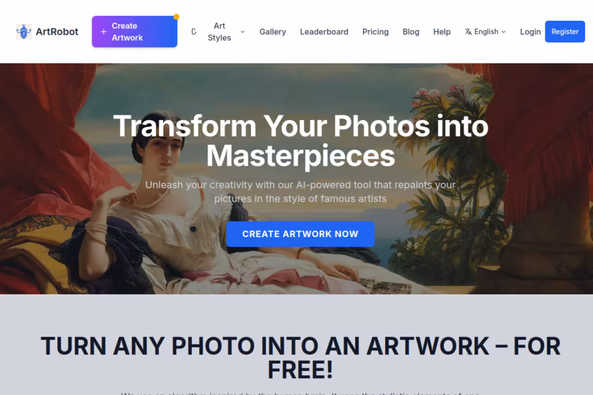 ArtRobot homepage screenshot