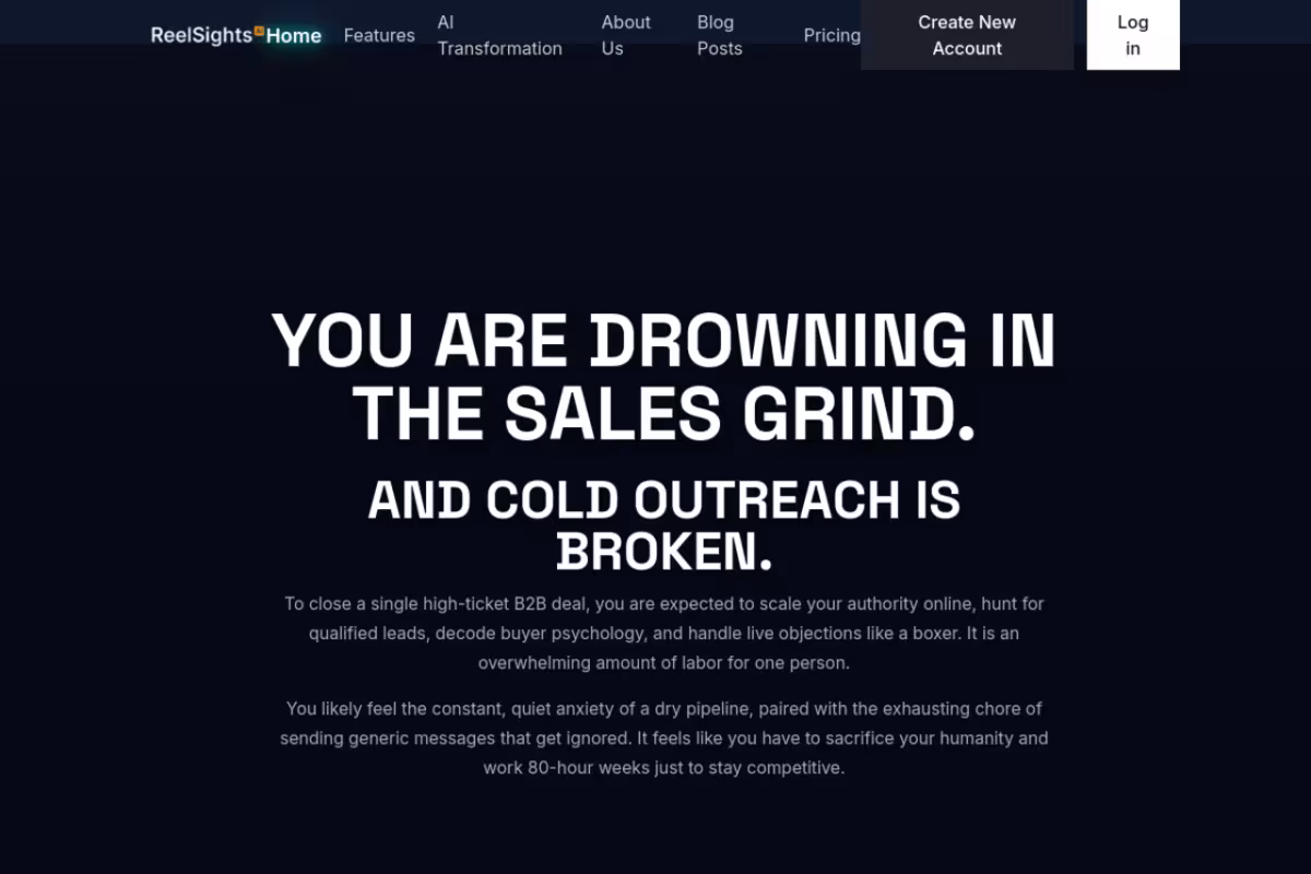 ReelSights AI homepage screenshot
