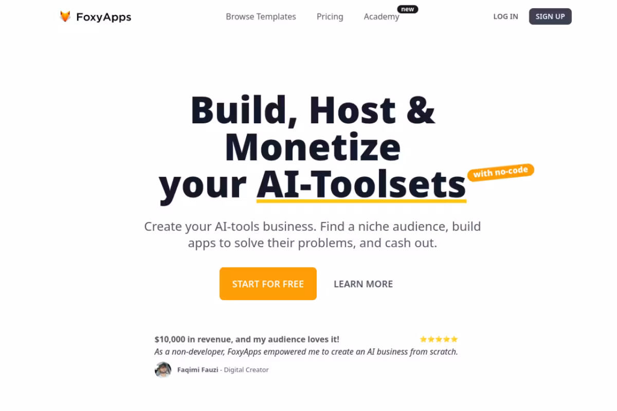 FoxyApps homepage screenshot
