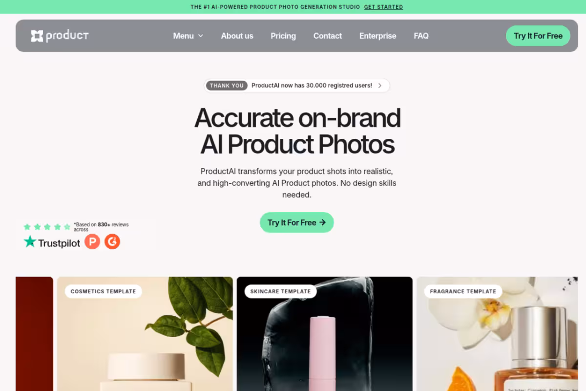 ProductAI homepage screenshot