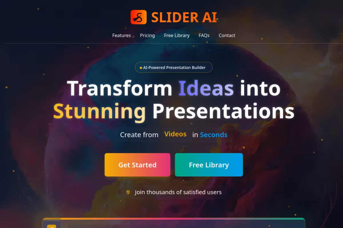 Slider AI homepage screenshot