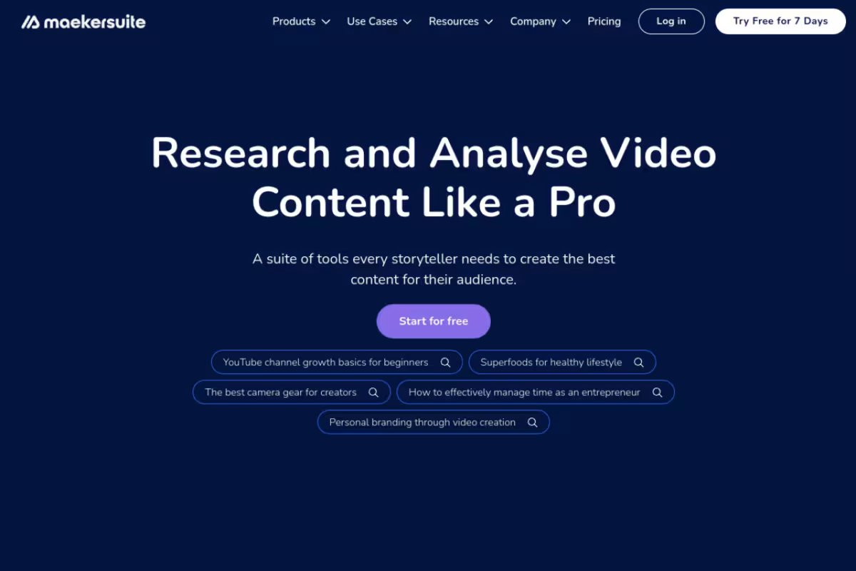 Maekersuite homepage screenshot