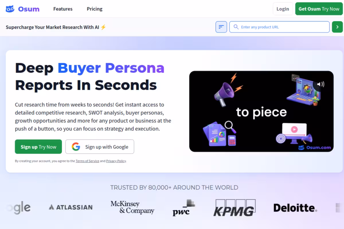 Osum homepage screenshot