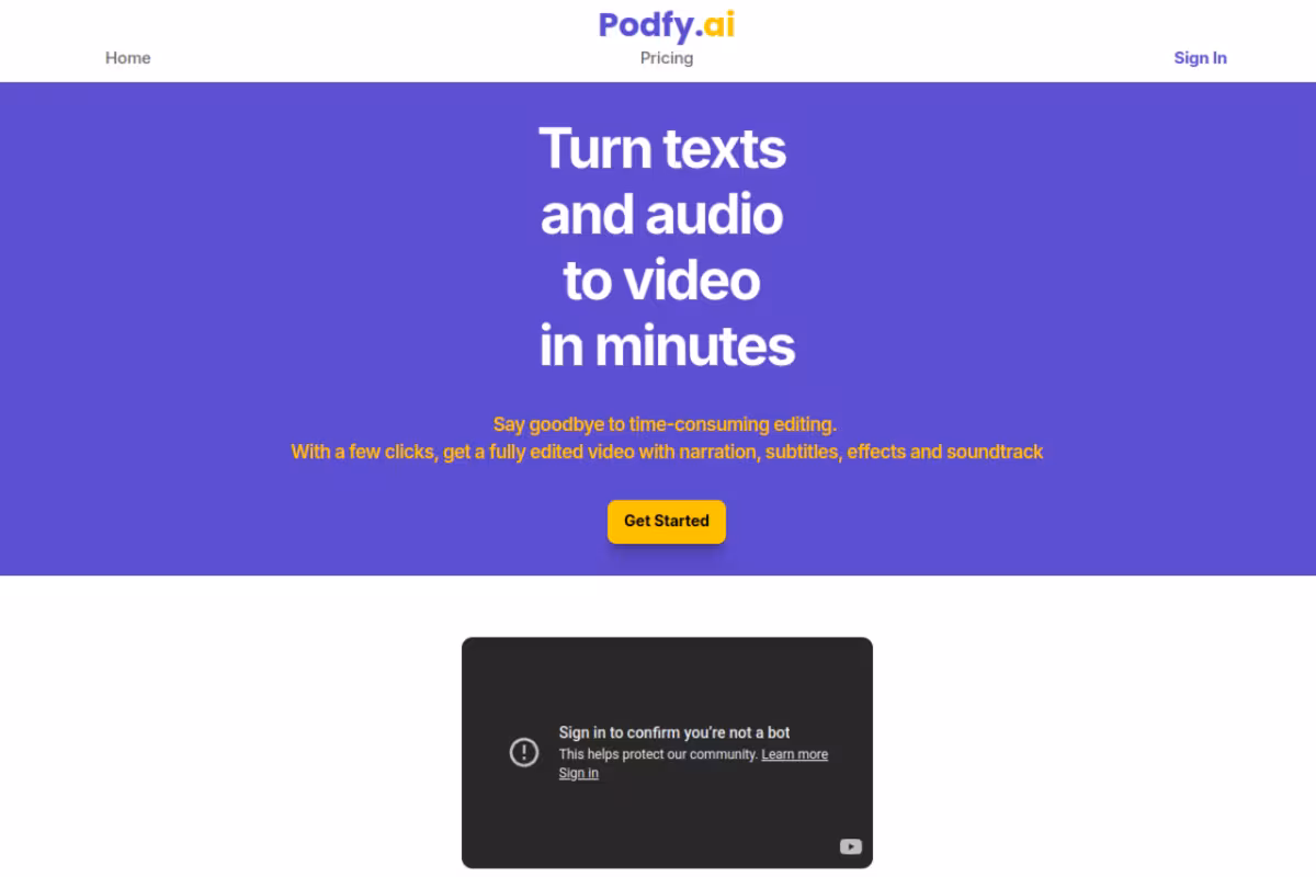 Podfy.ai homepage screenshot