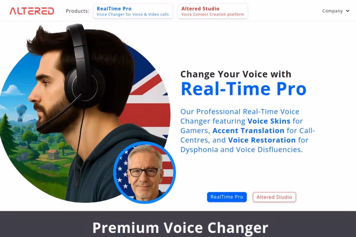 Altered homepage screenshot