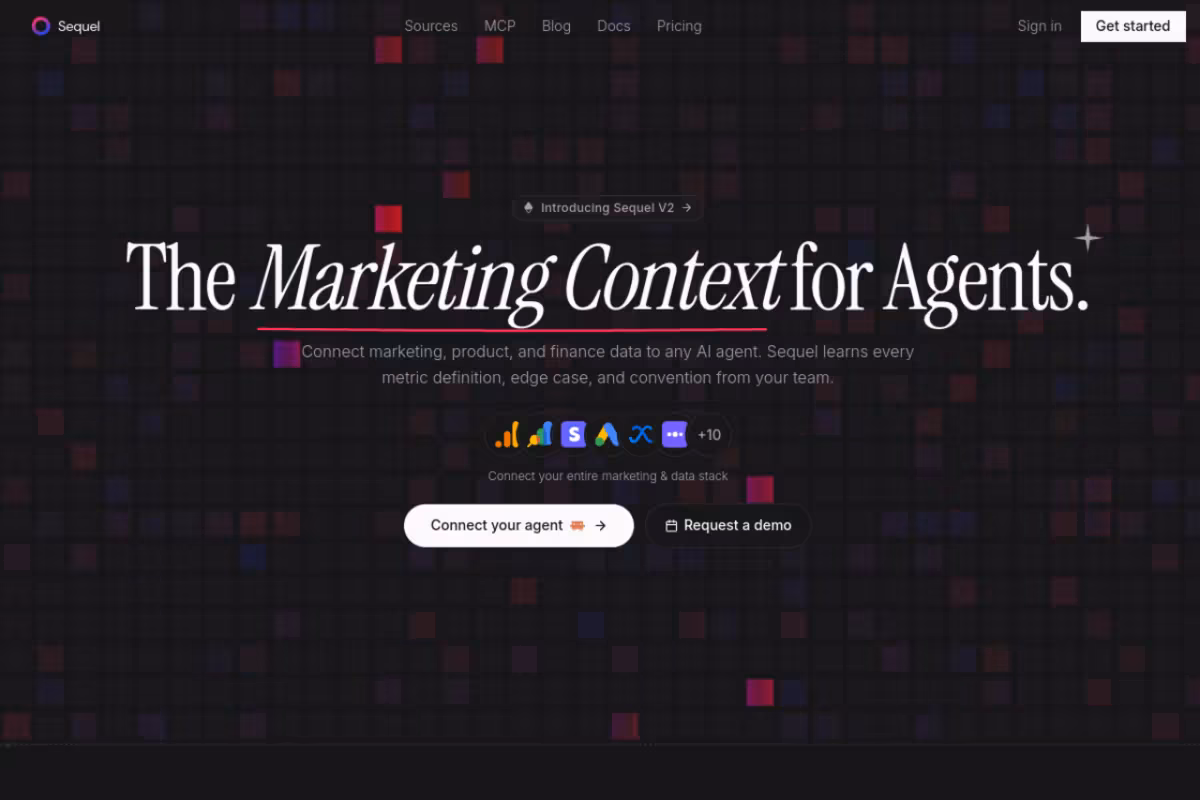 Sequel homepage screenshot