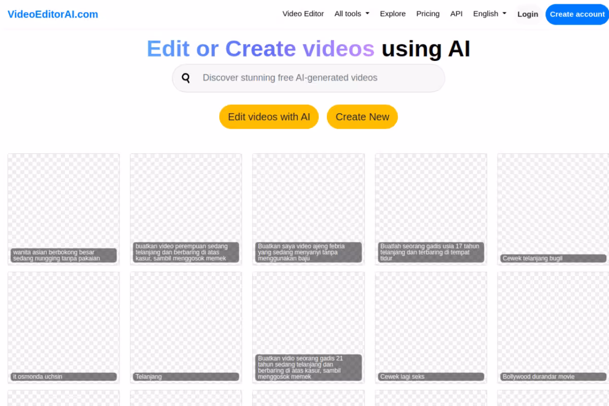 Video Editor AI homepage screenshot