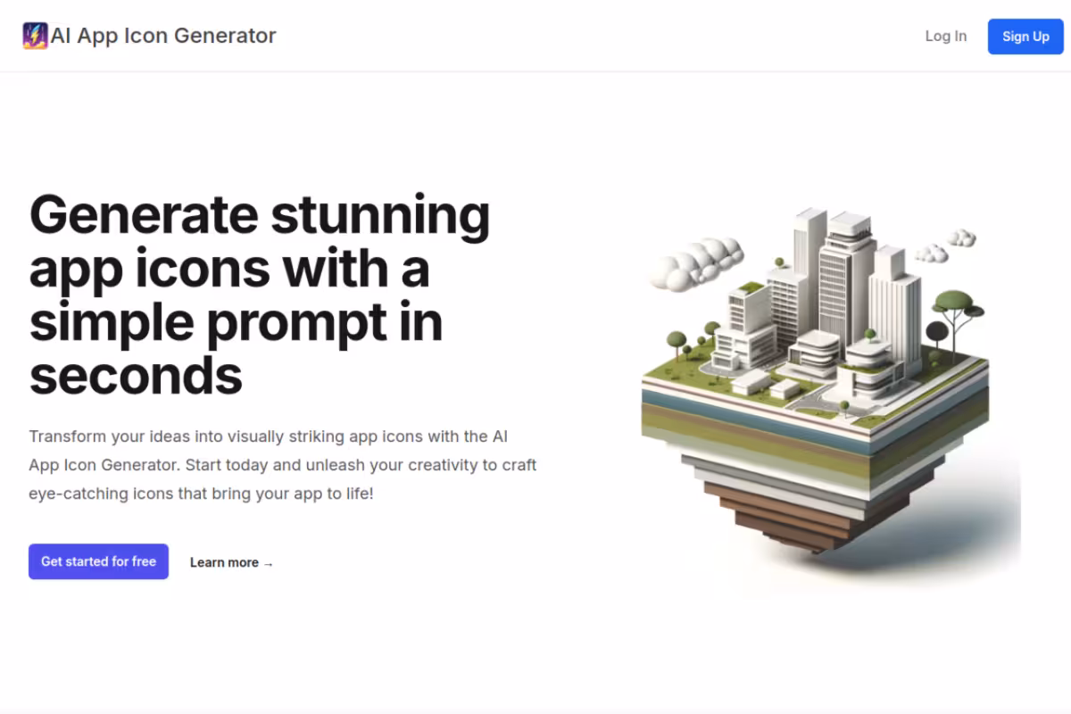 AI App Icon Generator homepage screenshot